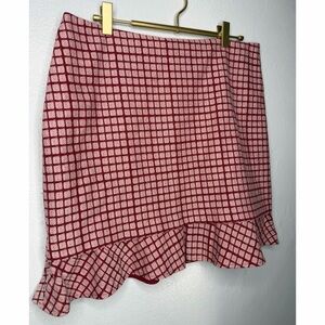 Prose & Poetry Red Checkered Ruffle Skirt Size Large